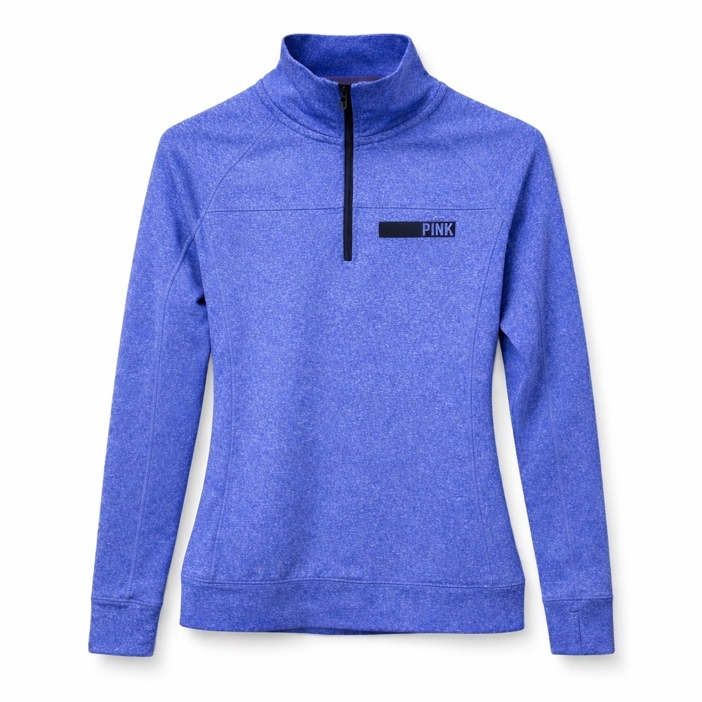 Victoria's Secret PINK Heathered Periwinkle Blue Quarter-Zip Sweatshirt (071)